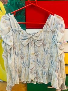 Women’s Elegant Smocked Bow Puff Sleeve Top | Soft