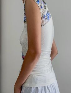 Floral Lace-Up corset style top