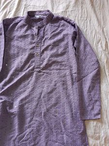 Men's Lavender Embroidered Kurta – Worn Only Once