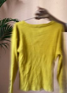 Ribbed Mustard Yellow Long Sleeve Top