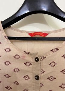 Light Beige Printed Kurta