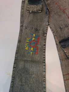 Vintage Acid Wash Flare Jeans