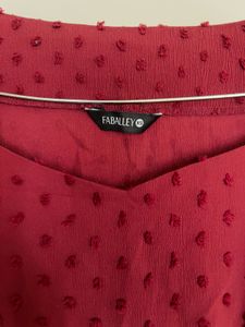 FabAlley Marooon Textured Mini Dress