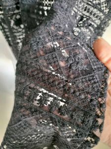 Black heavy net material Top