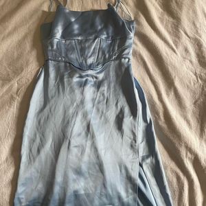 ZARA Baby Blue Corset Midi Dress