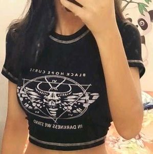 Black Graphic Crop Top