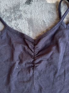 Black Ruched Spaghetti Strap Tank Top