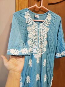 Elegant Embroidered Light Blue Kurta