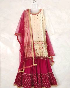 Maroon and Cream Pakistani/Indian Outfit