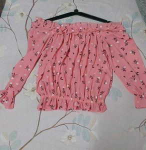 Pink Off-Shoulder Floral Blouse