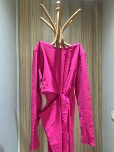 Rosy Pink Dress With A Knotted Front Detailing