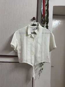 White Cropped Crochet Top