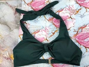 Dark Green Halter Bikini Top