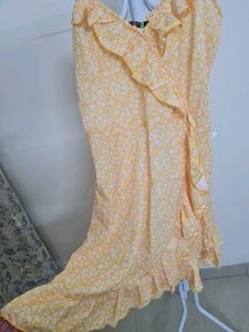 Cute Yellow Floral Mini Dress