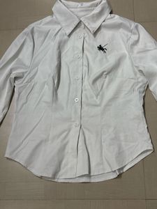 Classic White Button-Up Shirt with Horse Emblem