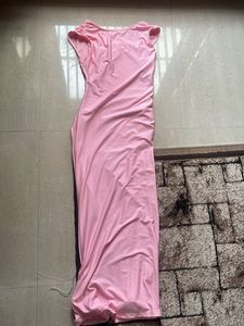 Elegant Pink Ruched Maxi Dress