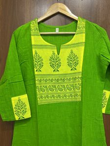 Green Yellow Kurta For Women