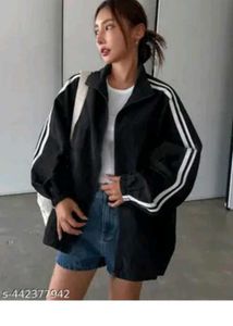 Stylish Black Jacket with Stripes