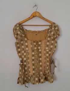 Khaki Embroidered Top (Women's)