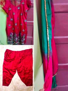 Red Embroidered Salwar Kameez