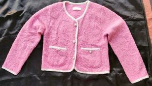 (Made In Korean) Pink Knit Tweed Cardigan