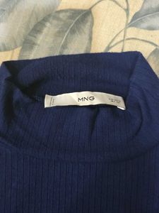 Navy Blue Mock Neck Top