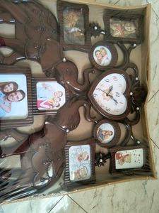 Family Photo Frame With Clock Wall Hanging