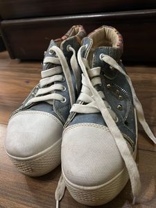 Unique Denim High-Top Sneakers