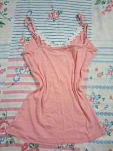 Soft Pink Cami Top with Lace Trim