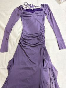 Elegant Ruched Sheer Ruffle Maxi Dress