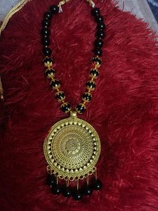 Black Navratri Statement Pendant Necklace