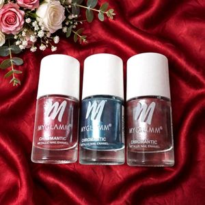 Pack of 3 MyGlamm Chromantic Metallic Nail Enamel