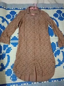 Brown Printed Shirt Dress