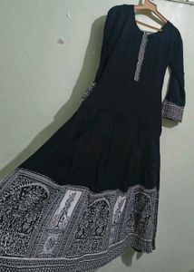 Black Cotton Warli Anarkali | Festive &amp; Navratri W