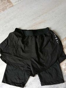 Black Athletic Short with Built-in Shorts