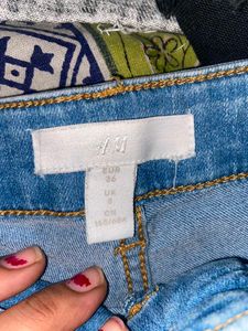 H&amp;M| Blue Denim High-Waisted Shorts