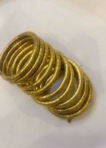 Vintage Gold Tone Stackable Coil Bracelets