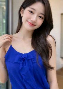 Blue Ruffle Chain Strap Top
