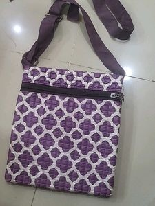 Purple &amp; White Patterned Crossbody Bag