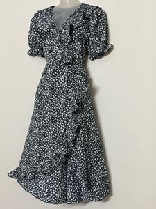 Floral Wrap Dress with Ruffle Detail