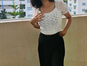 White Knit Crop Top