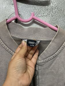 Cropped Grey Bomber Jacket