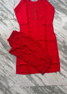 Red Kurta Set with leggings