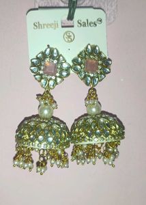 Handmade Kundan Jhumka Earrings