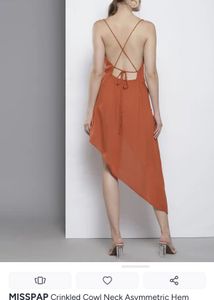 Chic Orange Cowl Neck Mini Dress