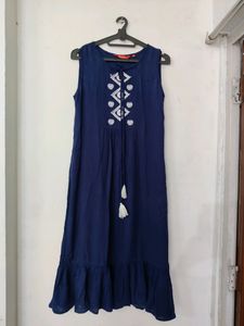 FUSION blue fit & flare a-line kurta