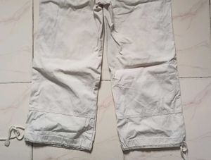 Beige Cargo Capri Pants