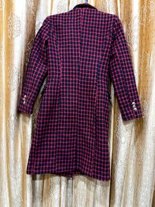 Red &amp; Black Plaid Trench korean coat🎓🦋