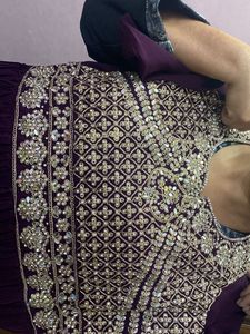 Elegant Purple Wine Embellished Gown