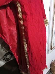 beautiful dark pink💕 kurti with duppatta and pent